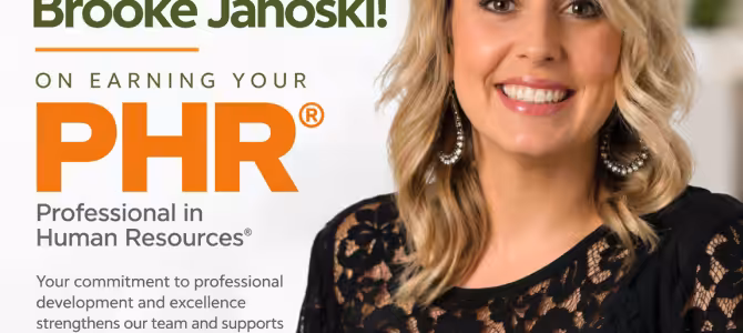 Congratulations to Brooke Janoski on Earning Her PHR Designation!